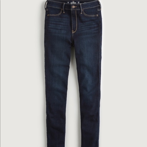HIGH-RISE DARK WASH JEAN LEGGINGS - Picture 1 of 6